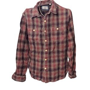 Nice True Grit Mens Size small Blue Stripe Cotton Button Down Shirt Top Plaid Wi